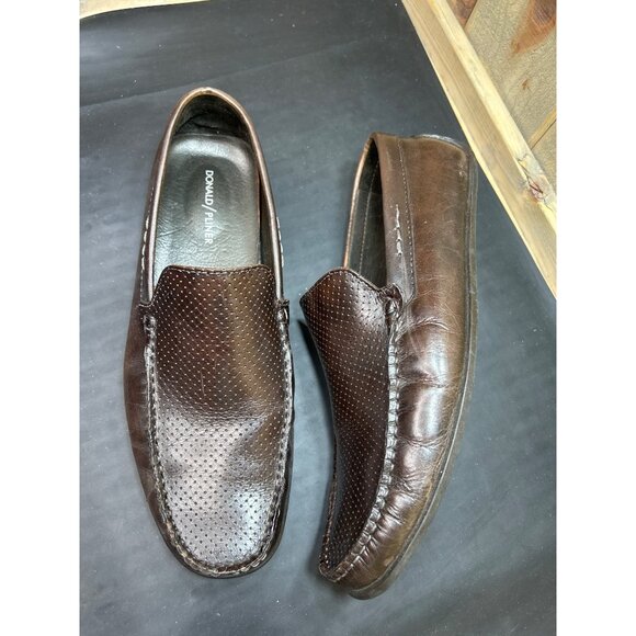 Mens Donald Pliner Iggy Brown Perforated Leather Loafers Size 10M Slip-On Shoes main image 8